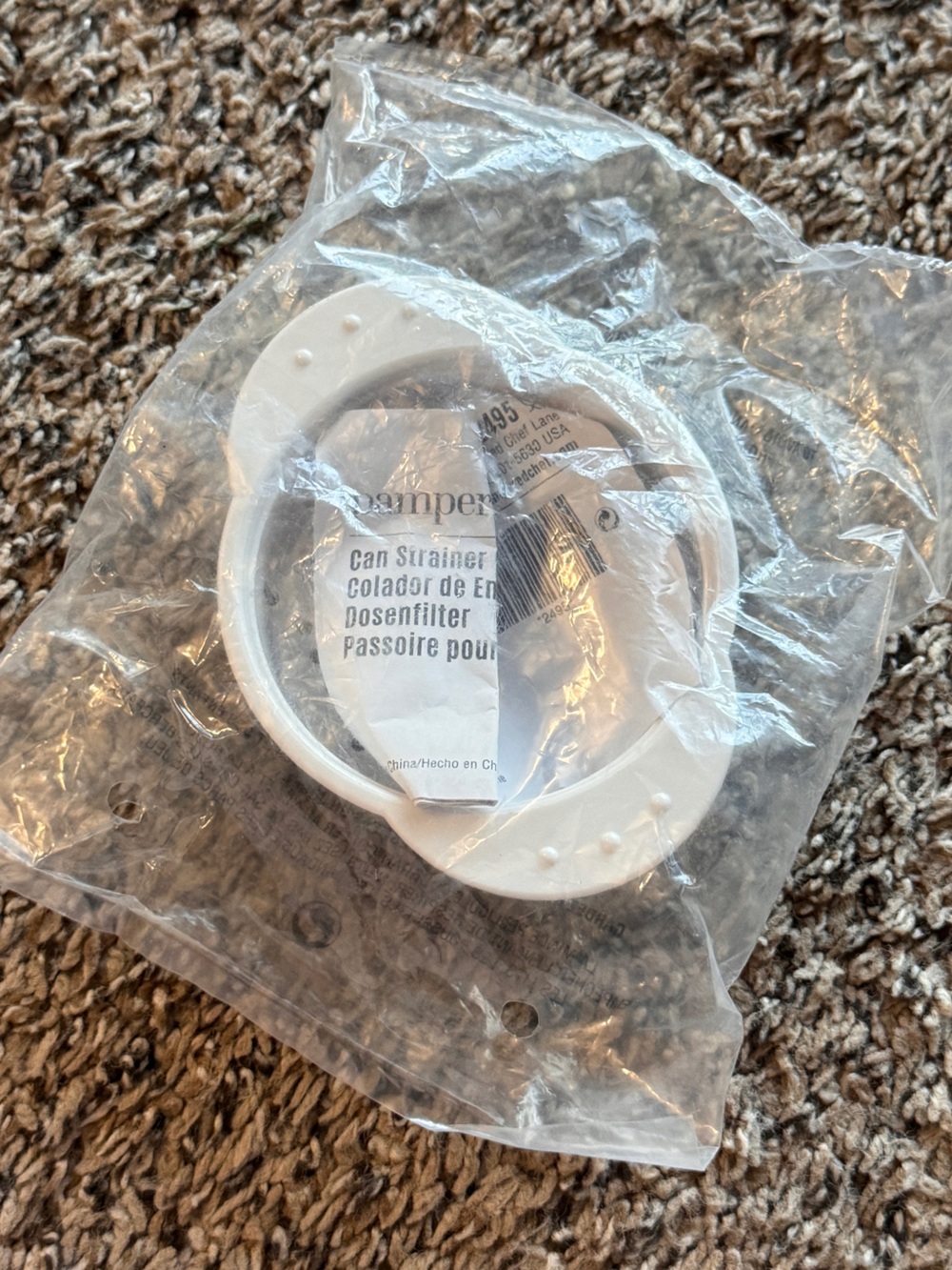Pampered Chef Can Corn Bean White Strainer #2495 New Sealed
